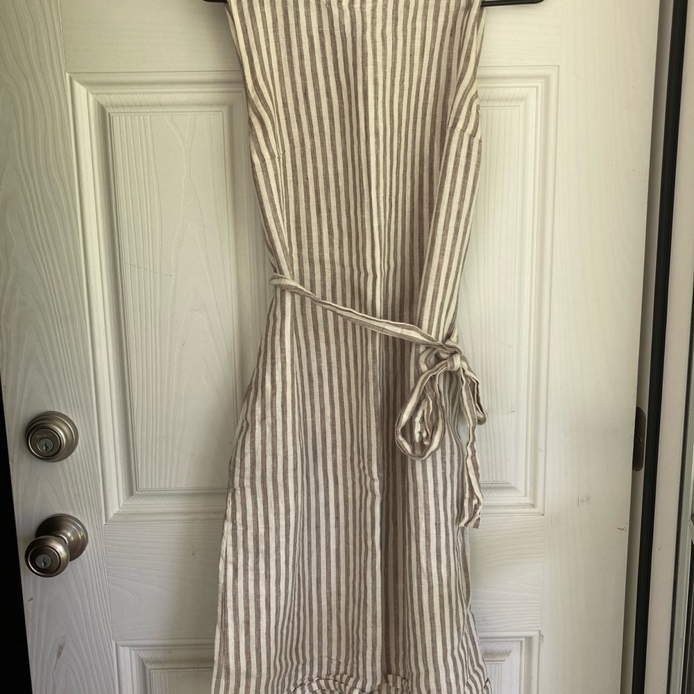 Sardina Striped Beige Sleeveless Dress